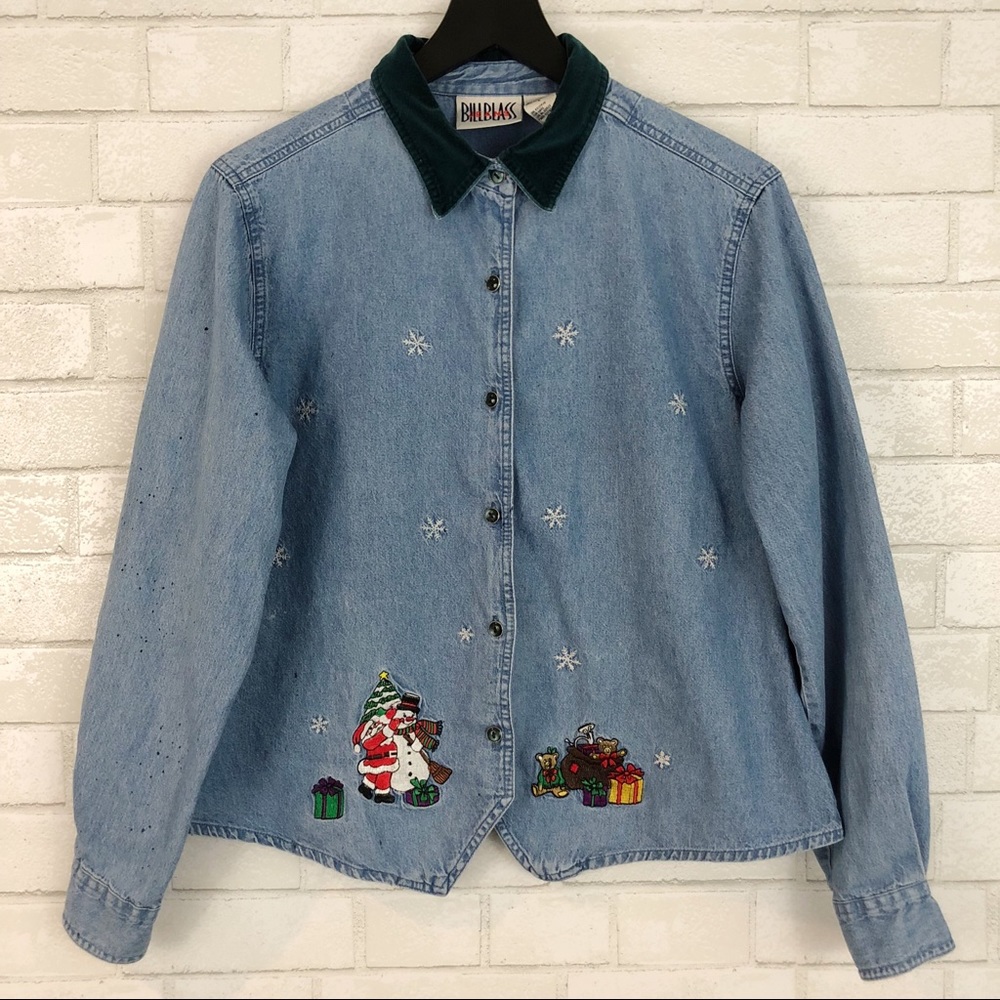 Vintage Denim Button Up Ugly Christmas Sweater